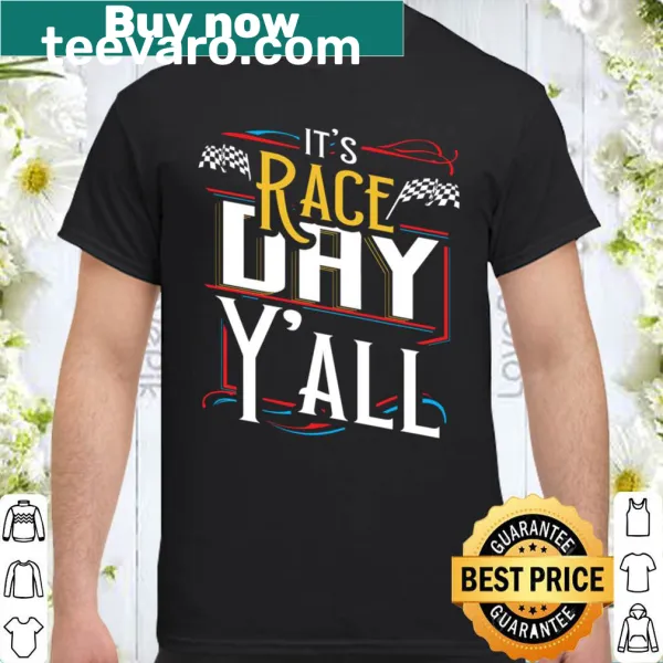 Sweatshirt with checkered flag graphic and 'It's Race Day Y'all' text