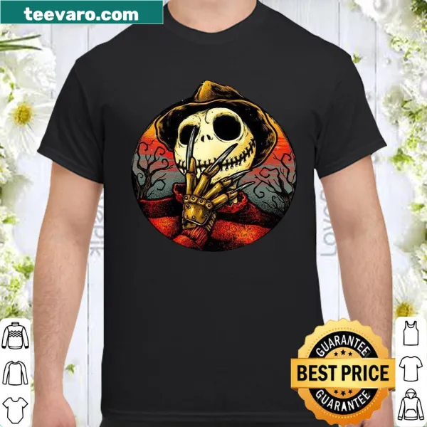 Shirt featuring Jack Skellington and Freddy Krueger mashup design