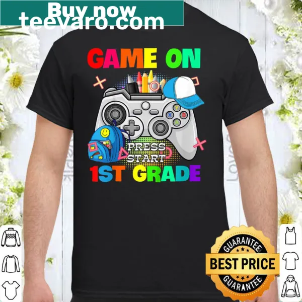 T-shirt with the phrase 'Gamer-First Squad' for kids.