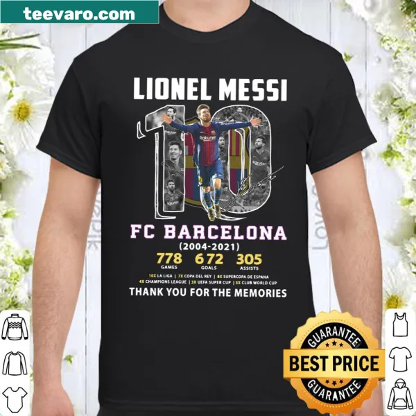 Tribute shirt with 'Thank You For The Memories' and Messi's name