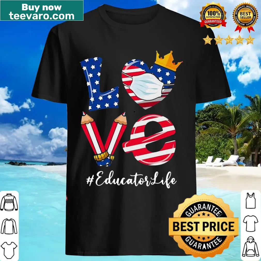Heart with American flag for educators