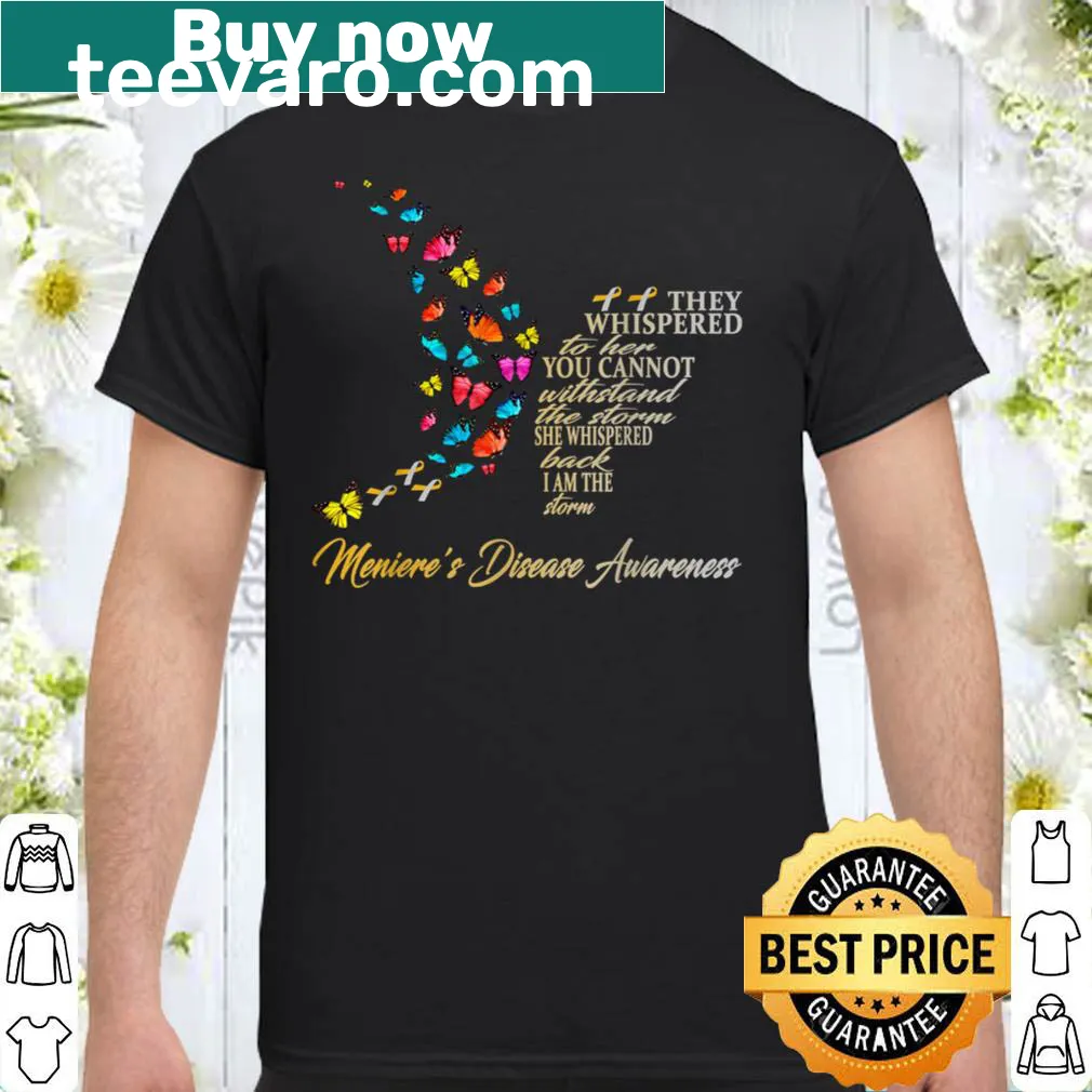 Empowering t-shirt with 'Meniere's Disease Warrior' text for awareness.