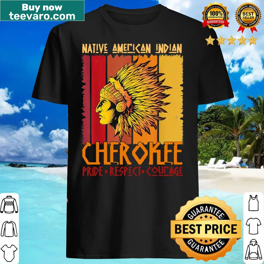 Vintage-style shirt celebrating Cherokee pride with culturally significant design elements.