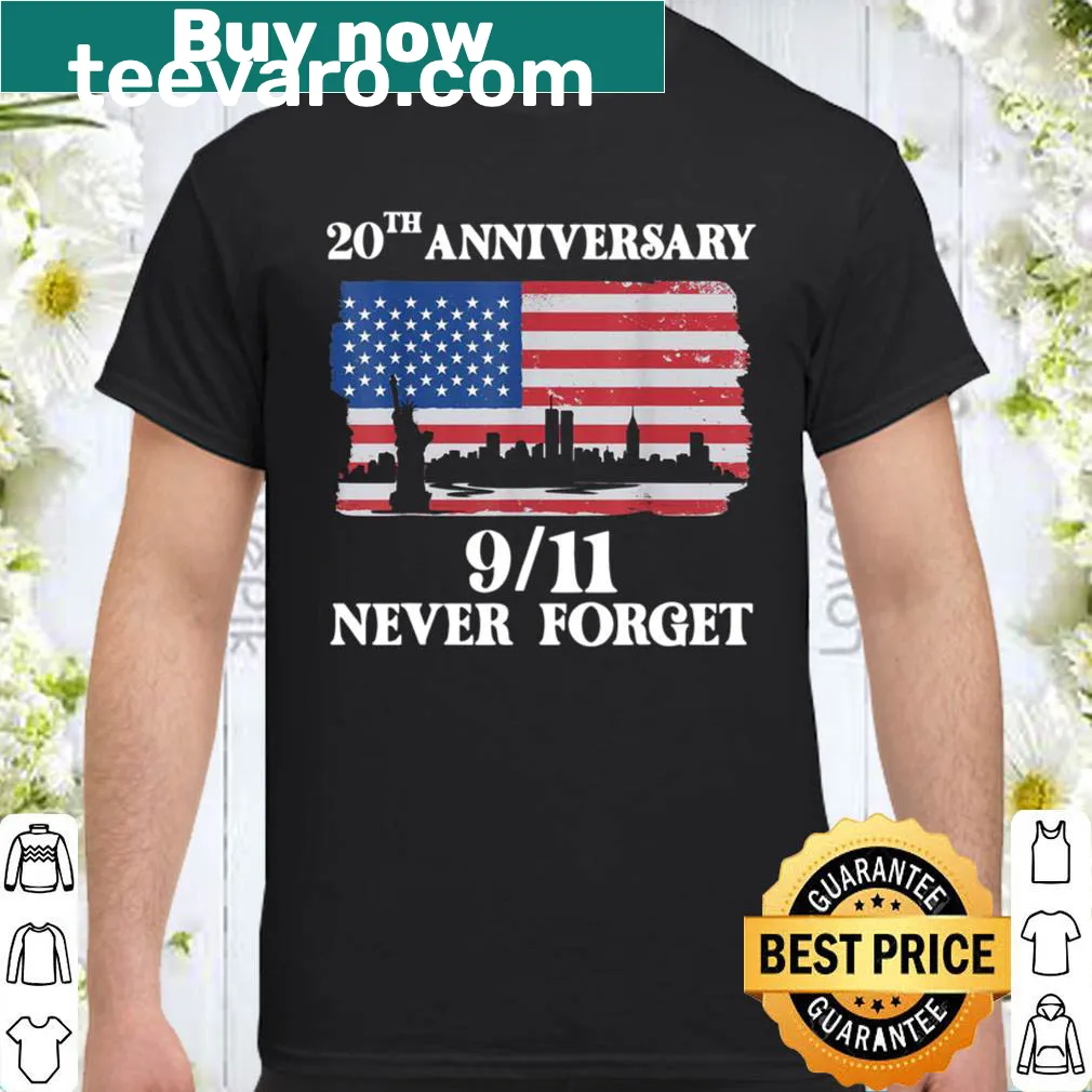 USA flag design with 'Never Forget' text for 911 anniversary