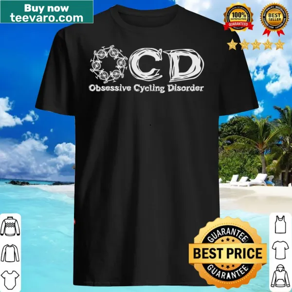 Text graphic humorously referencing cycling obsession on a T-shirt
