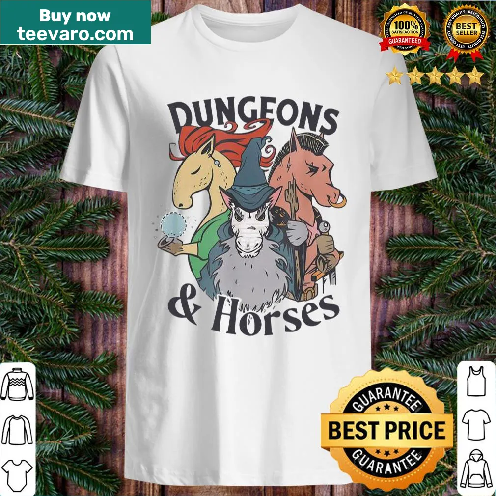 Shirt with whimsical 'Dungeons And Horses' text