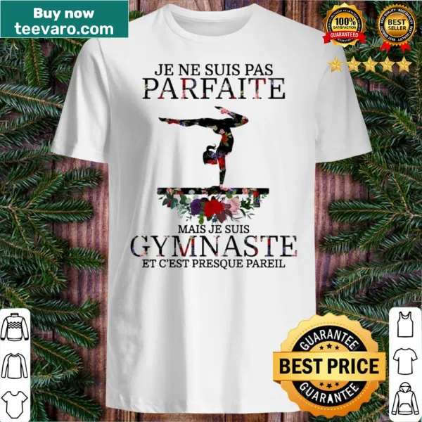 Playful gymnastics-themed shirt with a humorous French phrase
