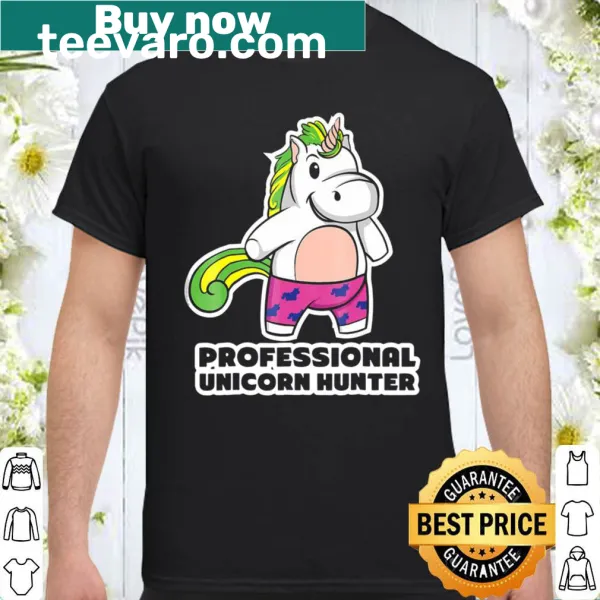 Cute unicorn illustration on a shirt for aspiring unicorn hunters.