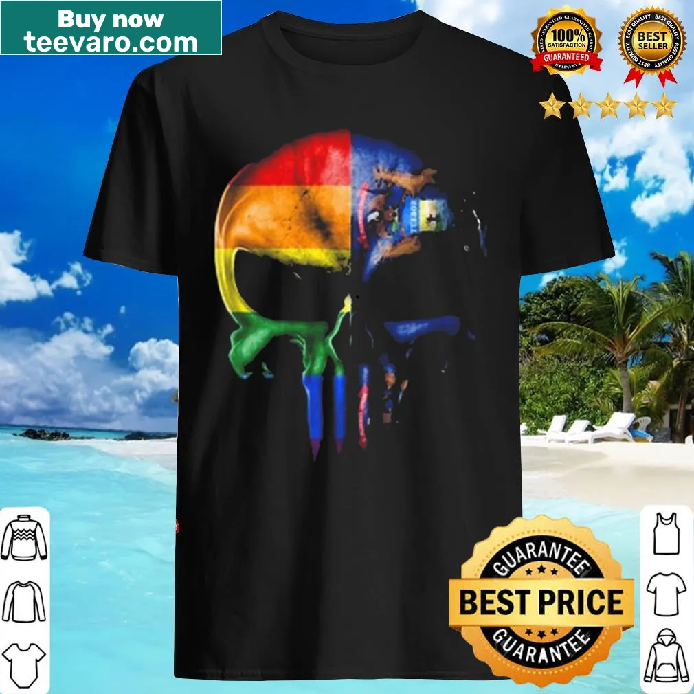 Punisher skull t-shirt with LGBT rainbow and Michigan theme