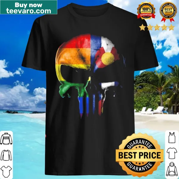 Punisher skull t-shirt with LGBT rainbow and Colorado theme