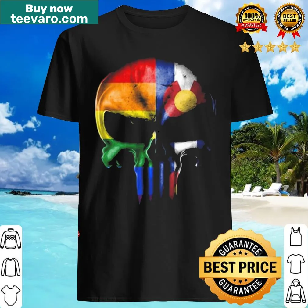 Punisher skull t-shirt with LGBT rainbow and Colorado theme