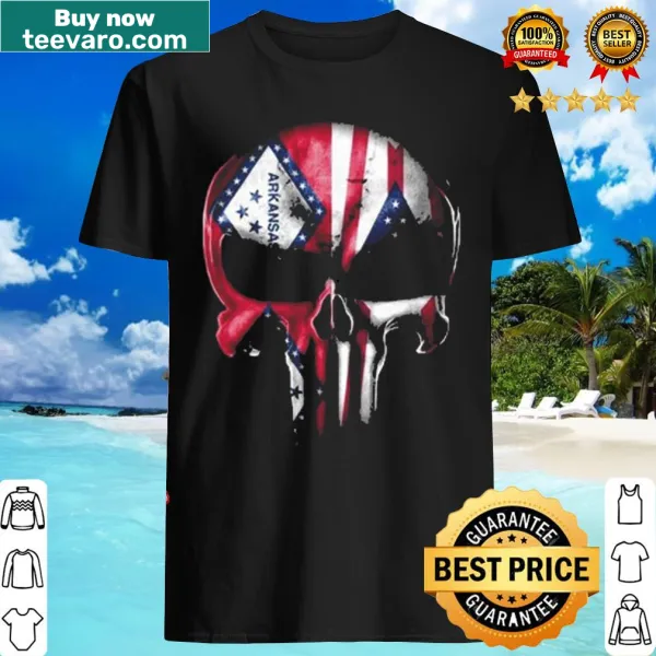 Punisher skull t-shirt with Arkansas and Ohio flag design