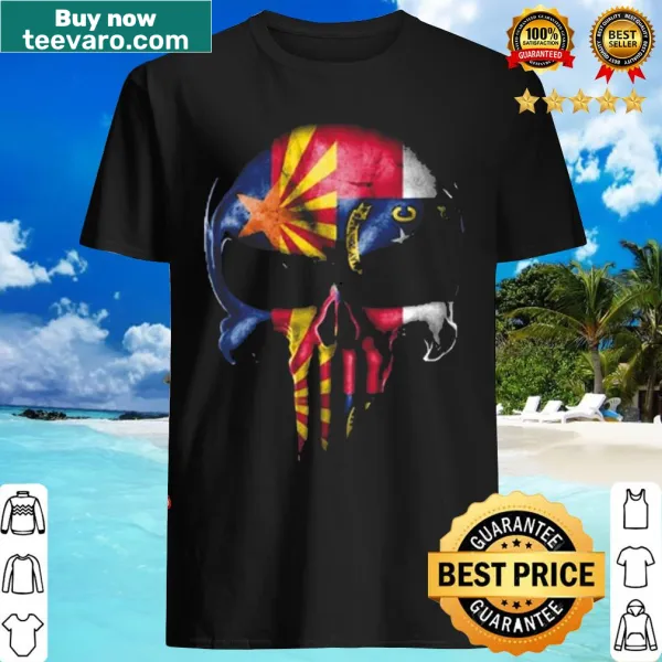 Punisher skull t-shirt with Arizona and North Carolina flag design