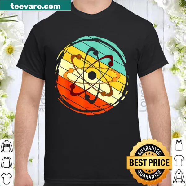 Minimalist proton atom design on a physics-themed shirt