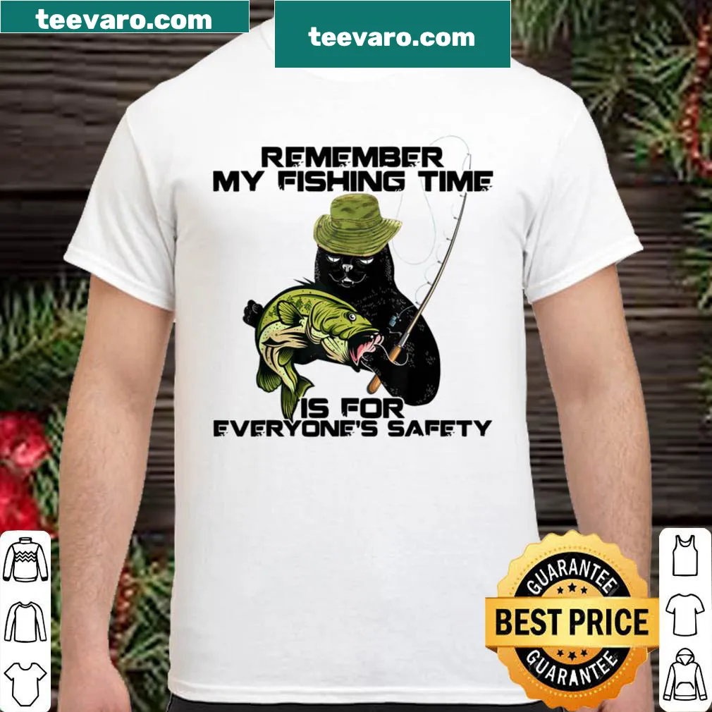 Funny fishing shirt with cat illustration and slogan