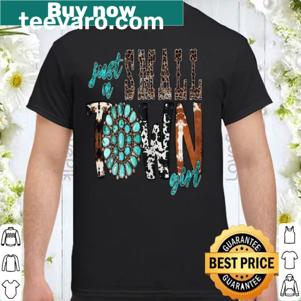 Charming small town girl farm t-shirt with cows and turquoise design.