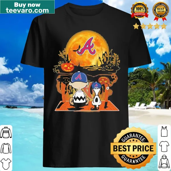 Snoopy and Charlie Brown Halloween design with pumpkins and Braves logo