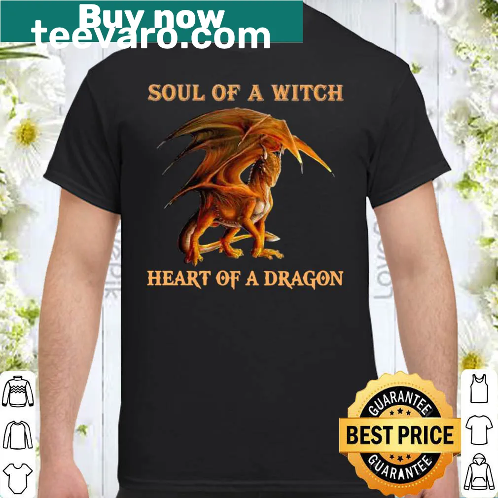 Artistic design with the phrase 'Soul of a Witch, Heart of a Dragon' on a shirt