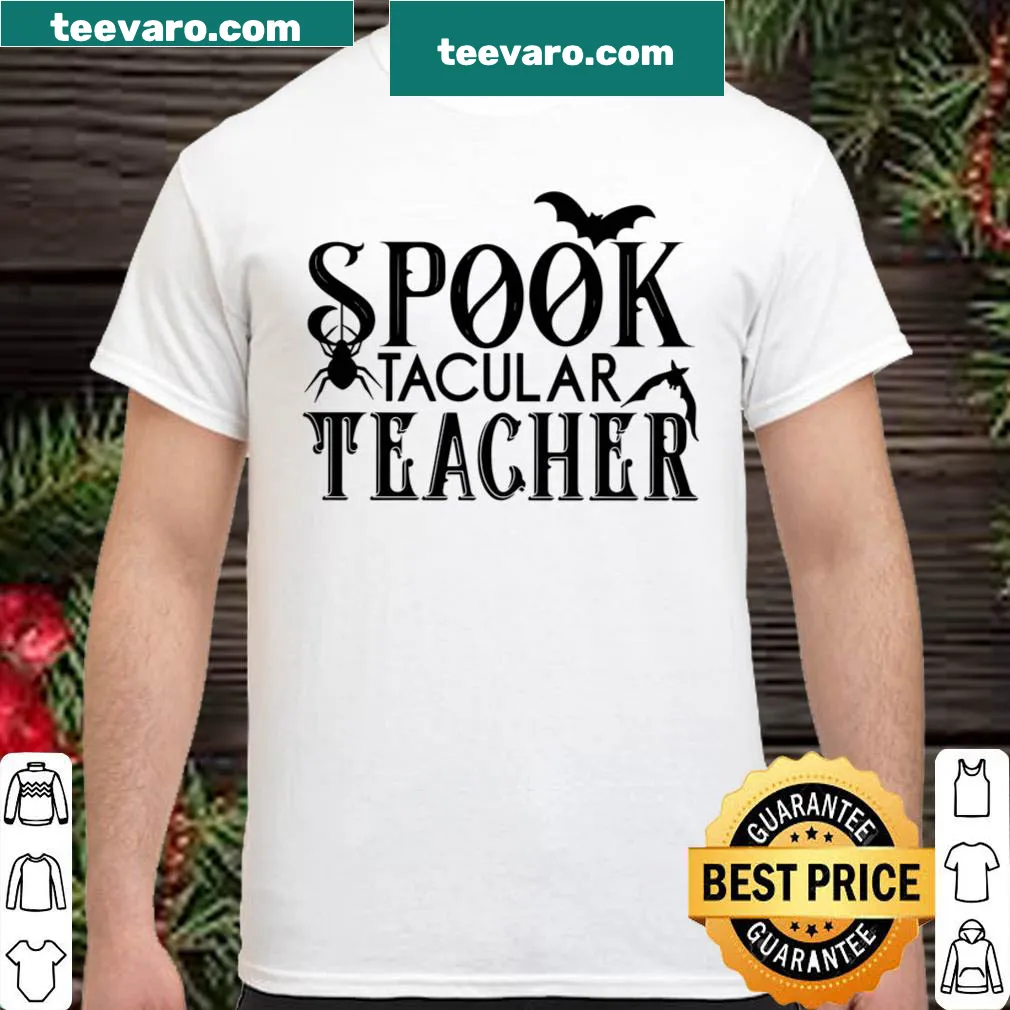 Humorous teacher shirt with Halloween theme and playful graphics