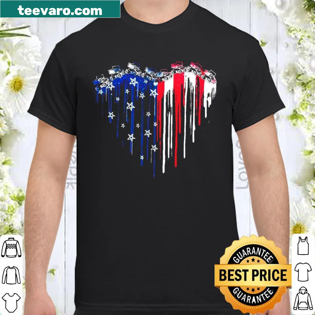 Heart with American flag and sprint car graphic