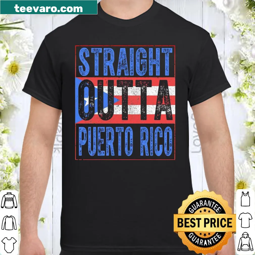 Vintage-style shirt with 'Straight outta Puerto Rico' graphic