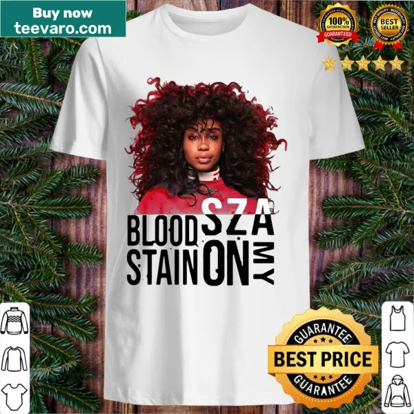 Sza-inspired shirt with blood stain graphic and bold text