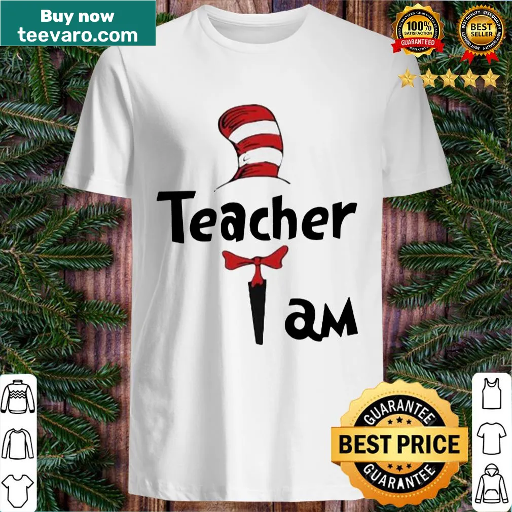 Teacher shirt with the phrase 'I Am Dr Seuss' in a playful design