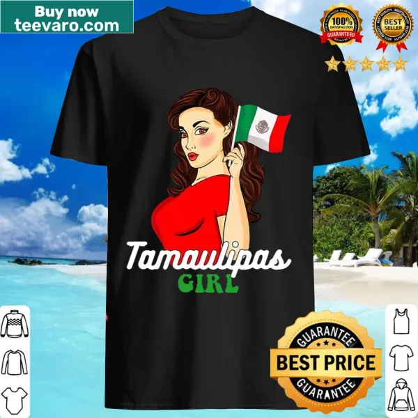 Cartoon art of a Mexican girl with the Tamaulipas flag