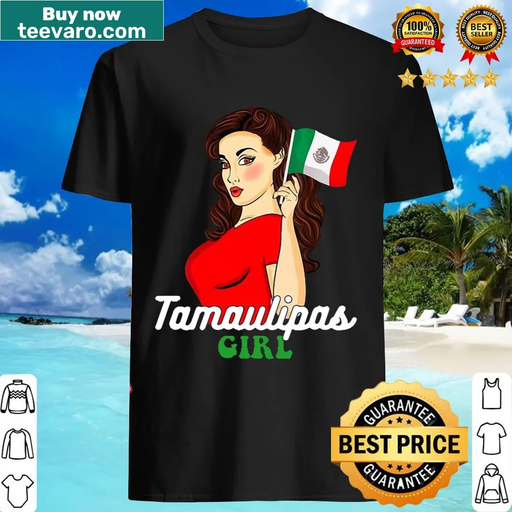 Cartoon art of a Mexican girl with the Tamaulipas flag