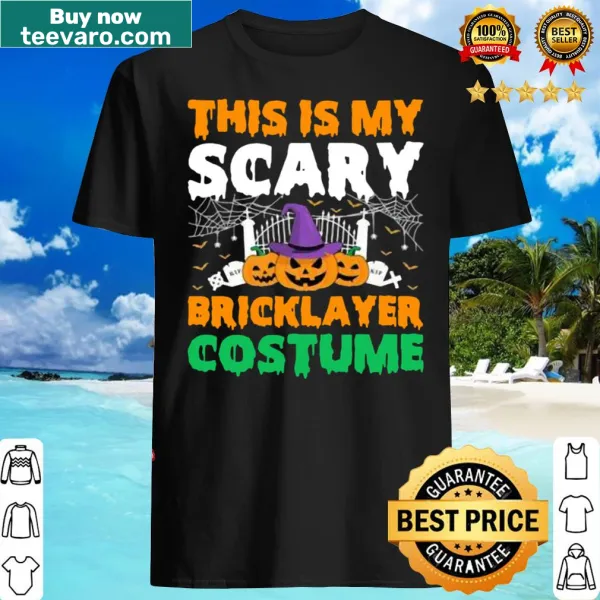 Funny bricklayer costume Halloween t-shirt with witch and pumpkin