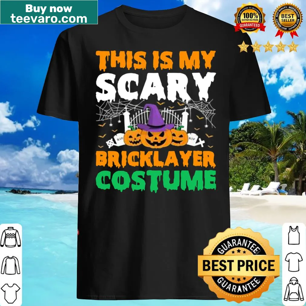 Funny bricklayer costume Halloween t-shirt with witch and pumpkin