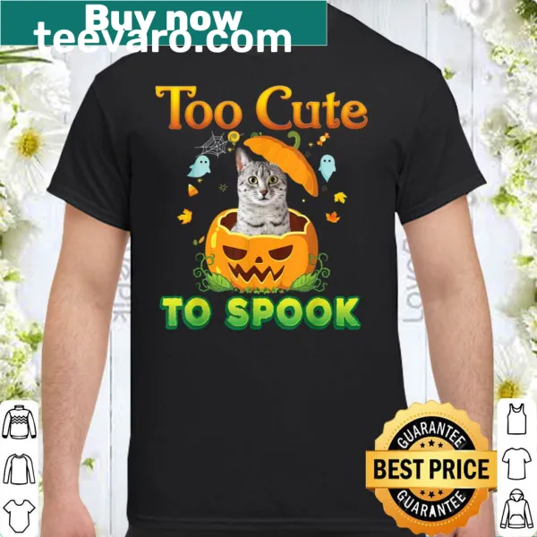 Cute Halloween shirt with Egyptian Mau cat and pumpkins