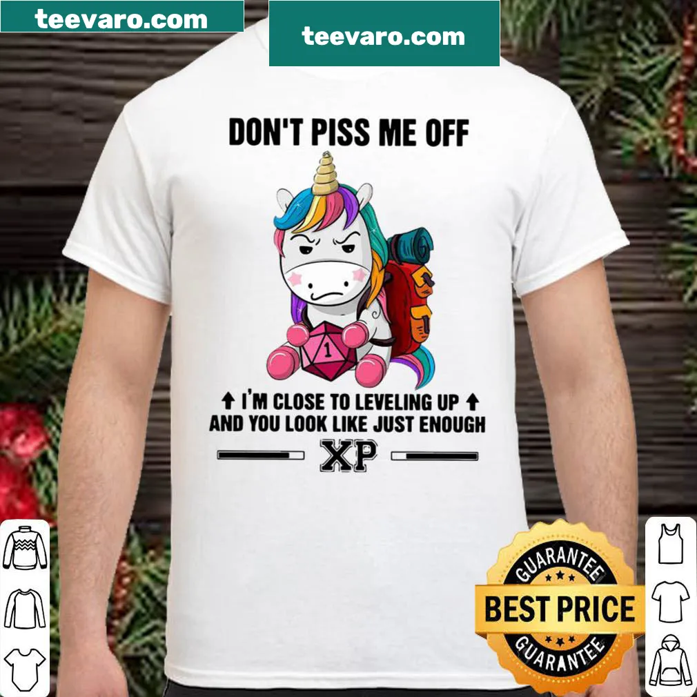 Funny unicorn graphic t-shirt featuring gaming phrases and whimsical design