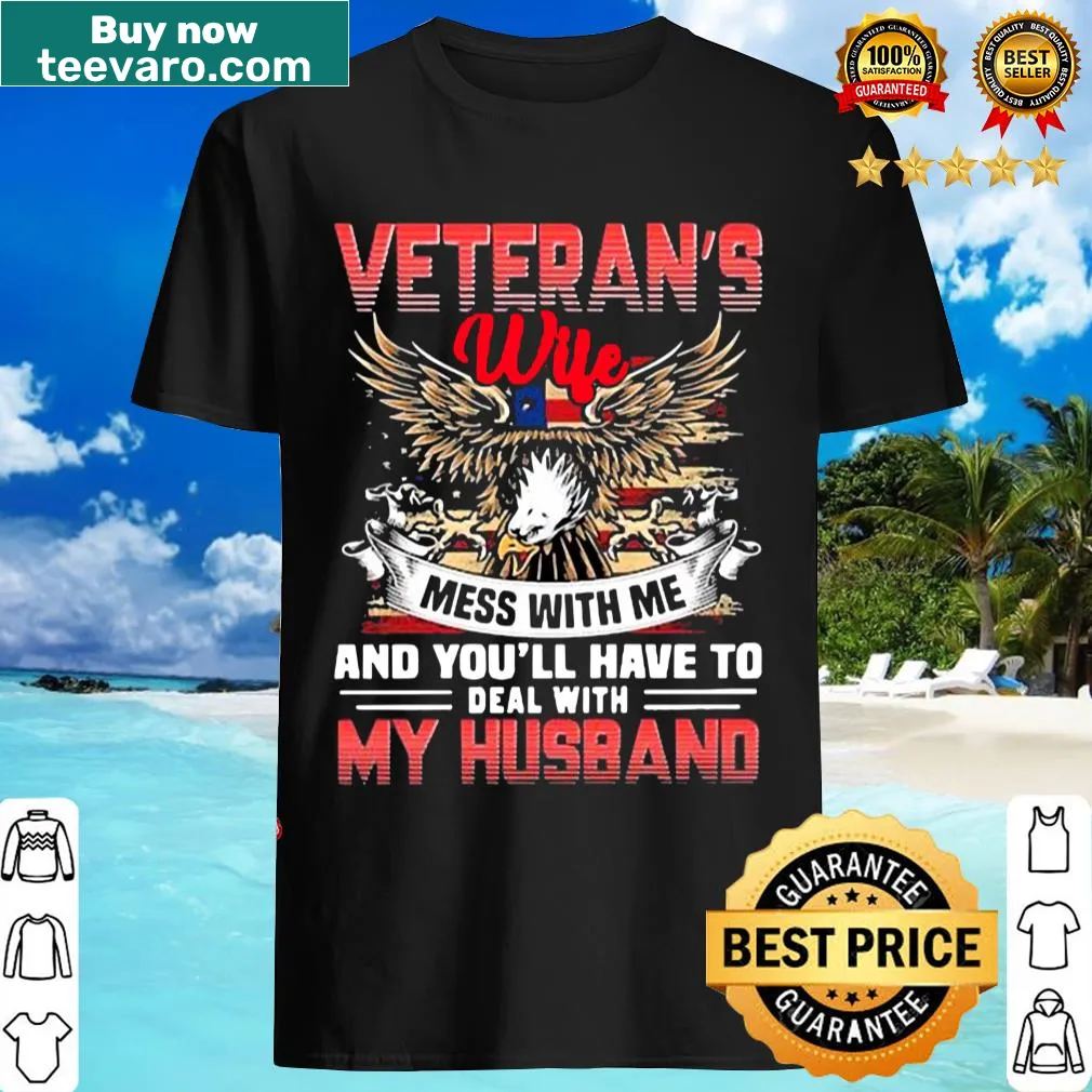 Patriotic veteran's wife shirt featuring eagle and flag design