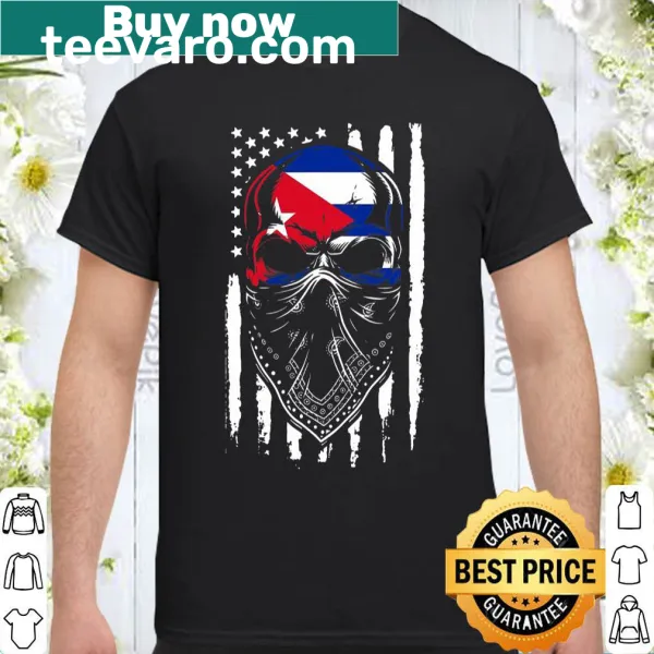 Cuban skull design with 'Patria Y Vida' and USA flag elements