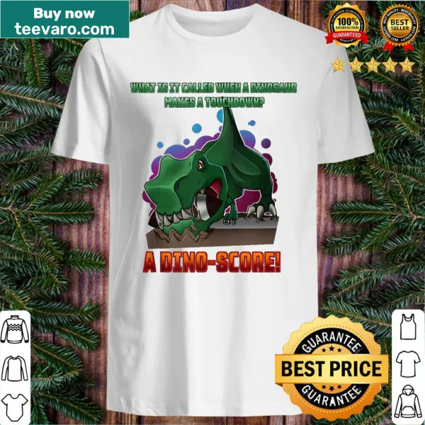 Dino-Score t-shirt featuring a playful sports pun design