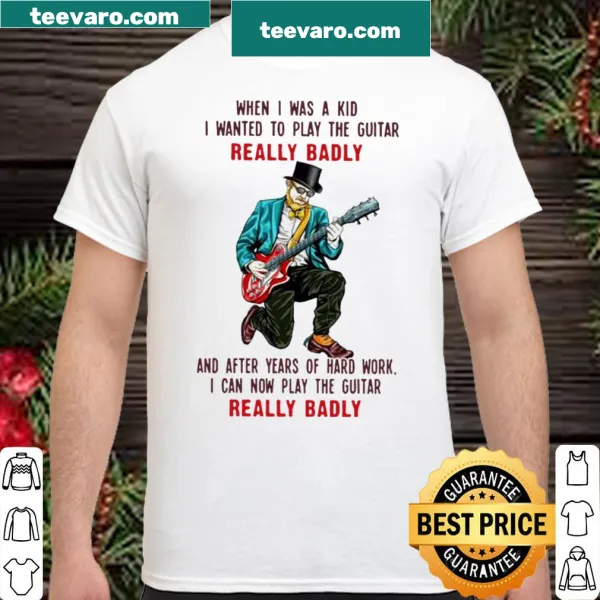 Inspirational shirt about dreams of playing guitar and hard work