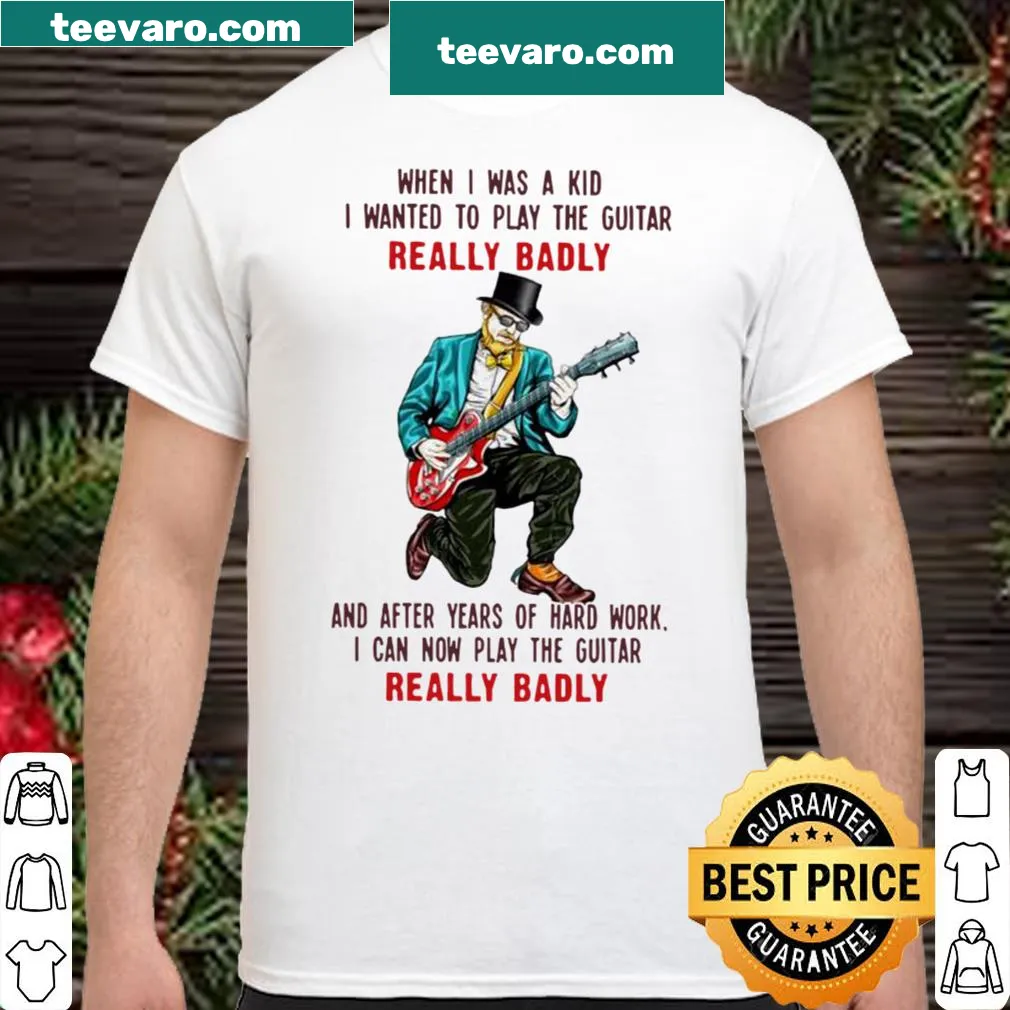 Inspirational shirt about dreams of playing guitar and hard work