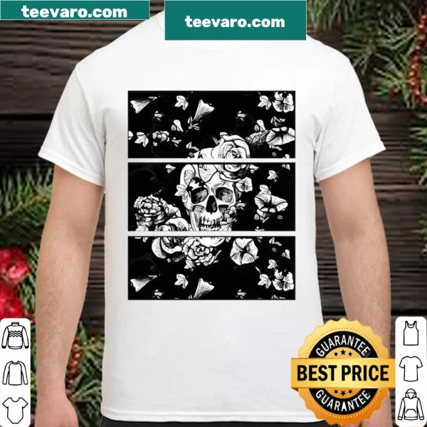 Floral skull graphic design for nu goth style