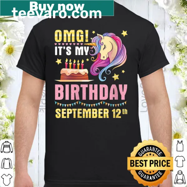 Birthday shirt with unicorns and 'OMG It's My Birthday' text