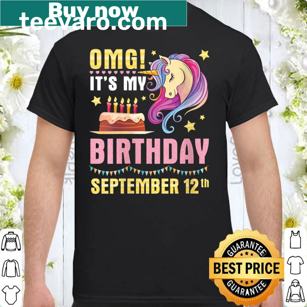 Birthday shirt with unicorns and 'OMG It's My Birthday' text