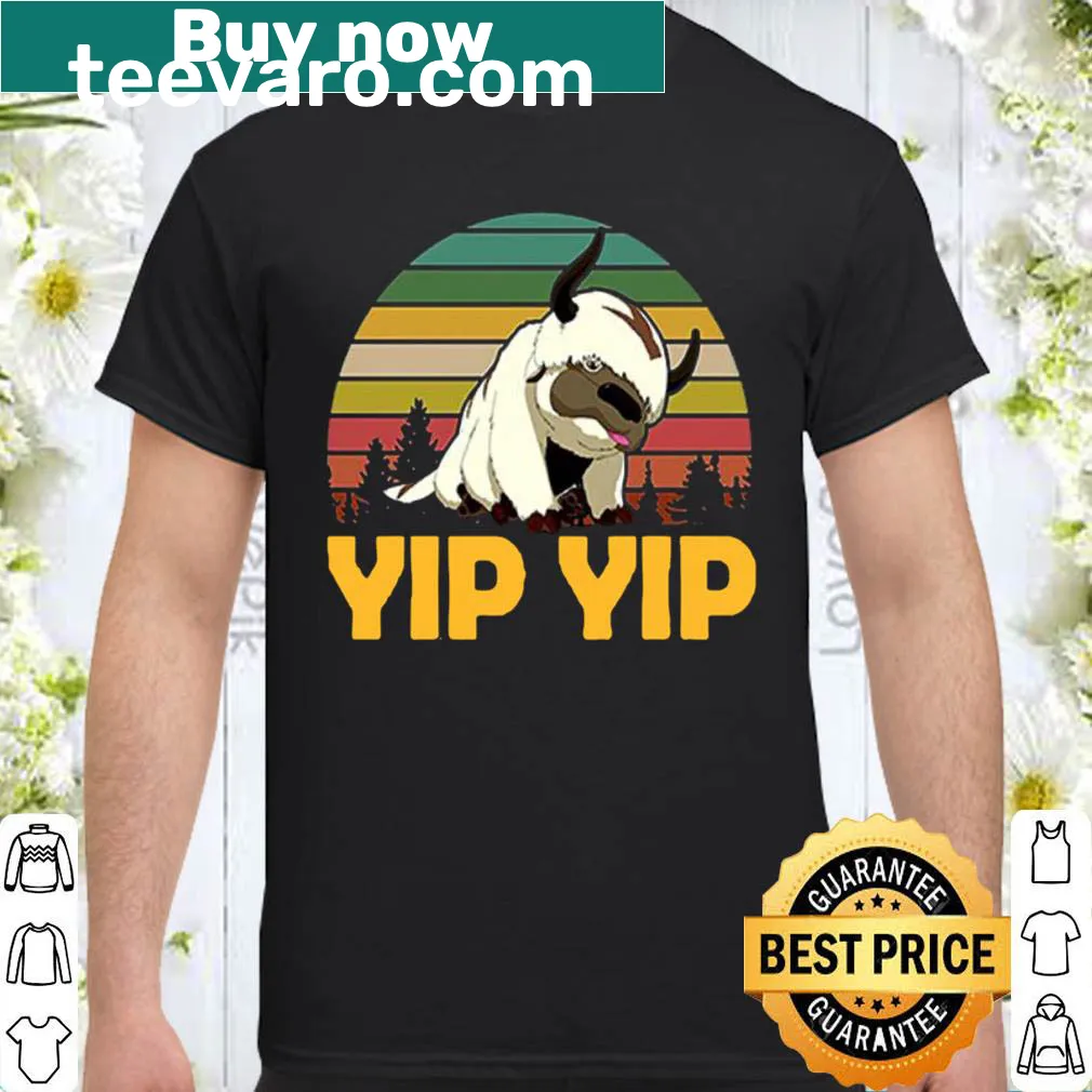 Vintage-style shirt featuring Appa from Avatar with 'Yip yip' text