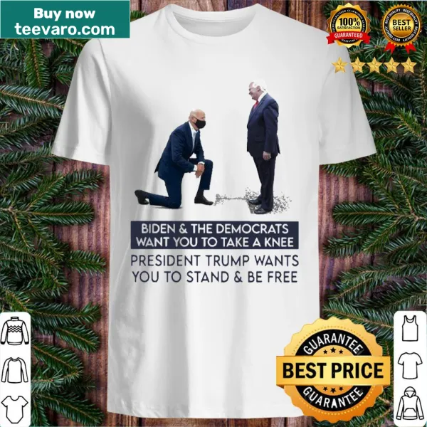 Political statement shirt featuring contrasting views on freedom and protest.