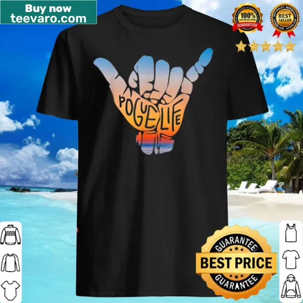 Playful typography t-shirt with the phrase 'Outer Pogue Hand Life'