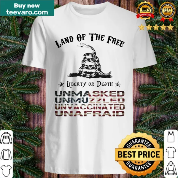 Bold patriotic shirt with 'Don't Tread On Me' and liberty statements.
