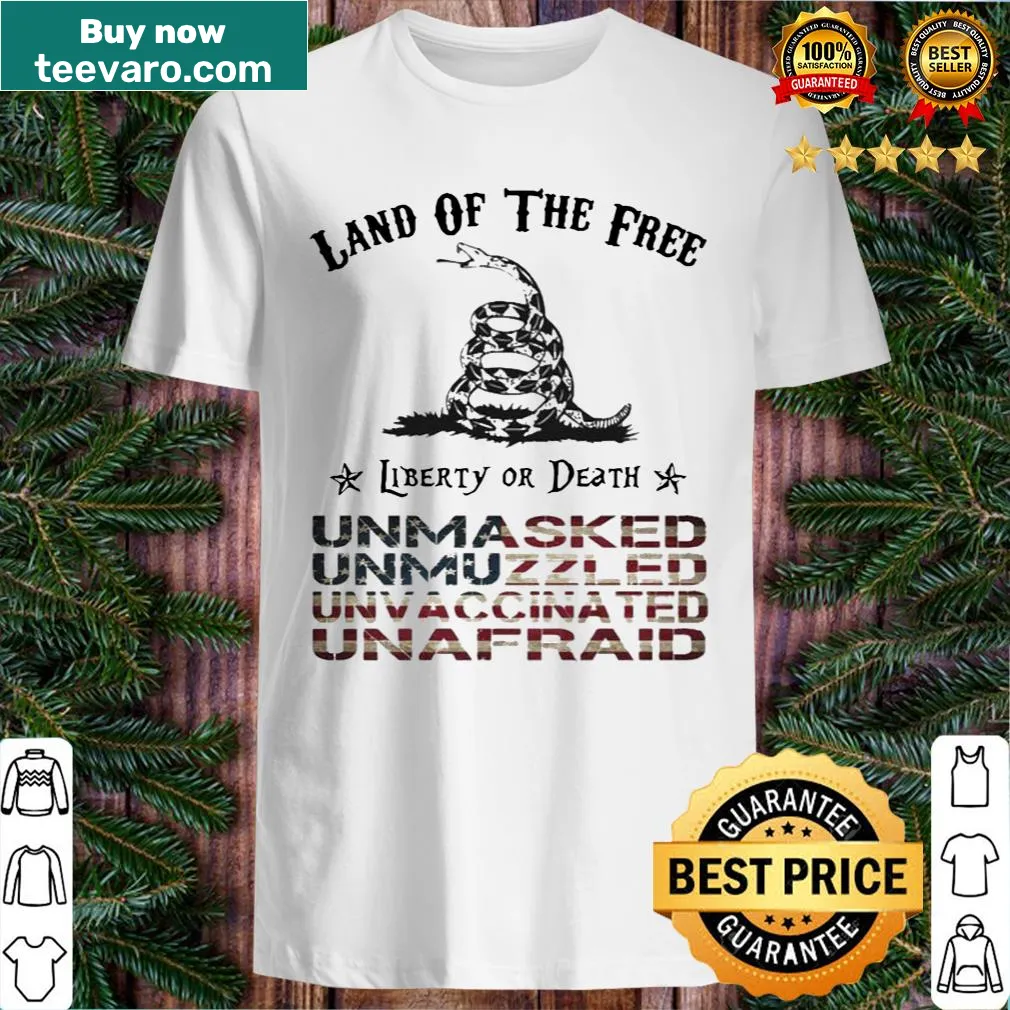 Bold patriotic shirt with 'Don't Tread On Me' and liberty statements.