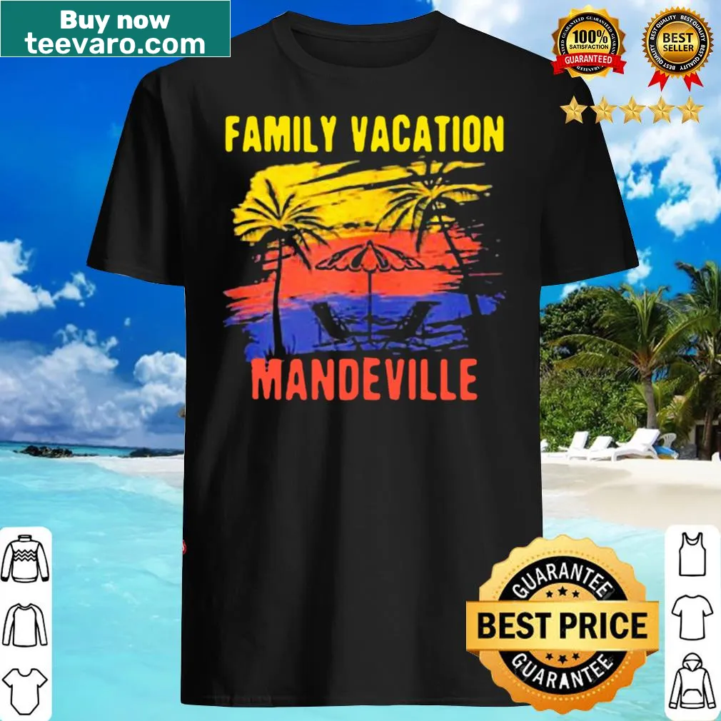 Illustrative T-shirt celebrating family vacation in Mandeville, Louisiana