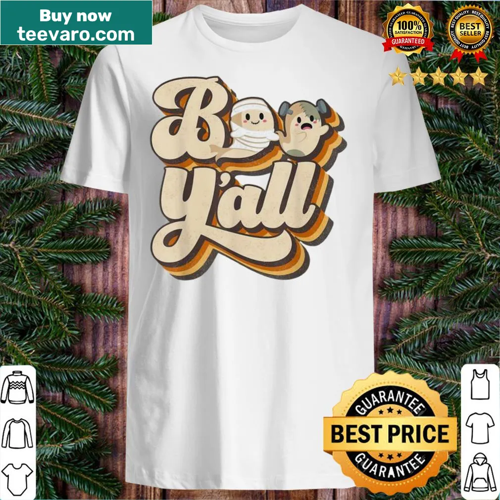 Friendly ghost with the text Boo Y'all for Halloween fun.