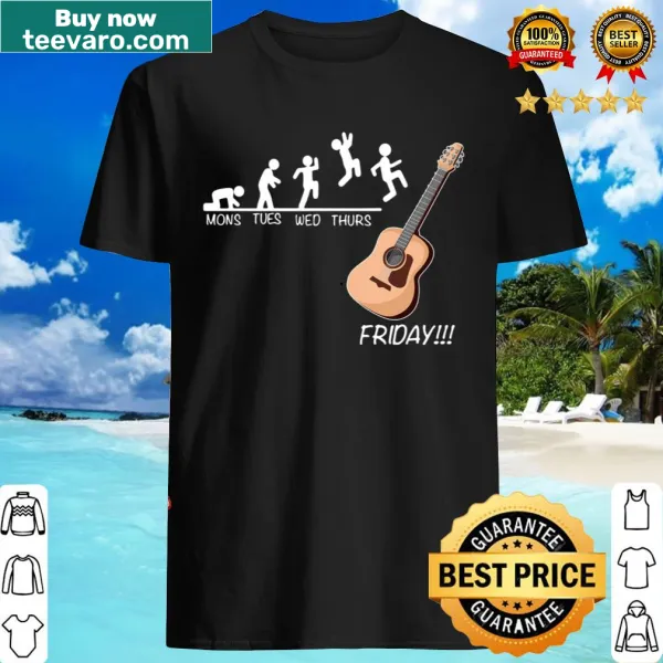 Playful guitar-themed t-shirt with days of the week