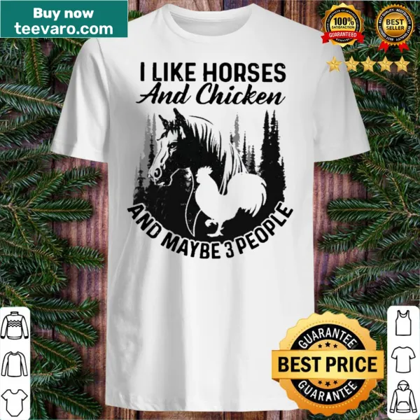 Playful shirt with horses, chickens, and humorous text